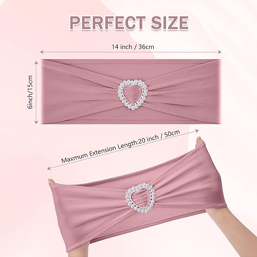 Miniatura 2 de Howhic Paquete de 60 bandas elásticas de elastano para silla con hebilla deslizante, lazos elásticos universales para bodas, banquetes, fiestas,