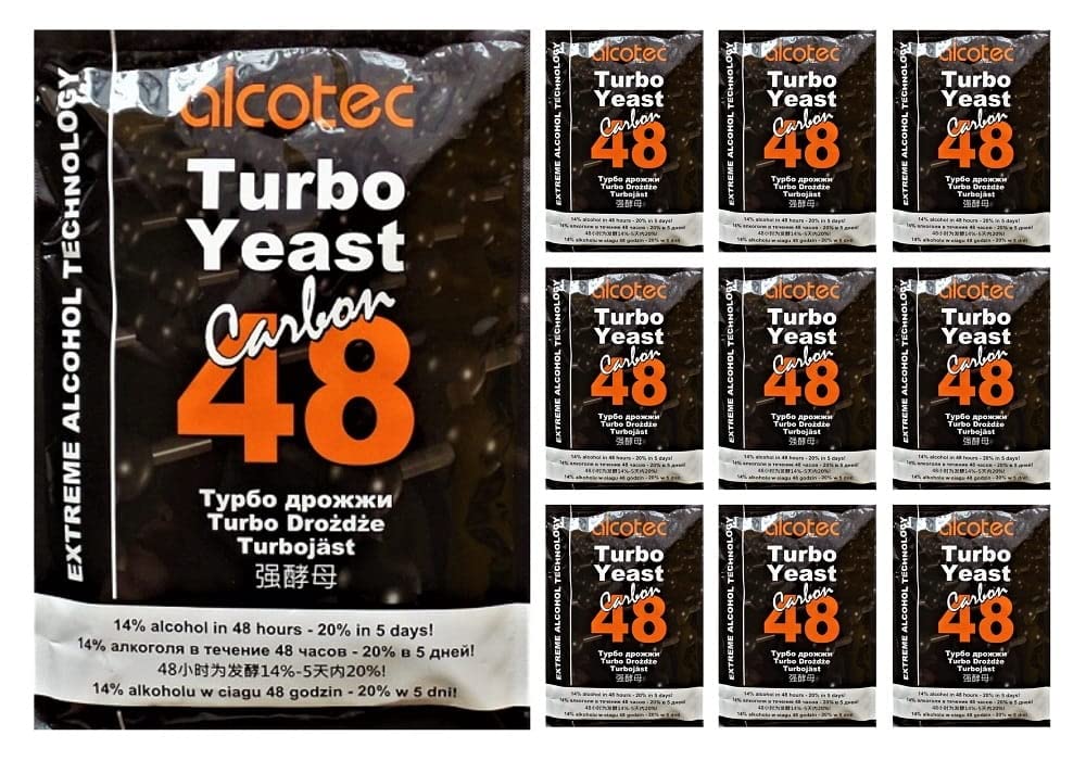 AlcoTec HUGBERT 48 Carbon Turbo, alkohol, drożdże fermentacyjne, drożdże, sznapsy, drożdże palne, destylacja, 10 sztuk