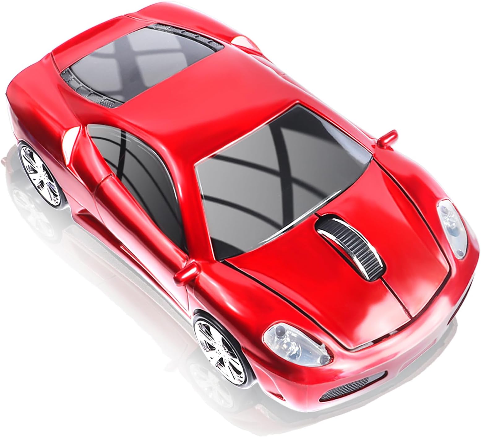 elec Space Wireless Mouse, 2.4GHz Cool Sport Car Shape Computer Mouse 1600 DPI Optical Cordless Mice with USB Receiver for PC Laptop Computer Notebook (Red)