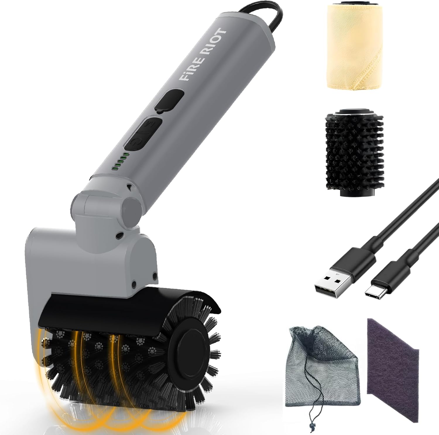 2026 Upgraded Electric Grill Brush for Outdoor, BBQ Grill Cleaner with 3 Replace Heads, 3-Speed & Angle Adjustable Rotary Grill Brush, 150 Mins Runtime Grill Cleaning Brush for BBQ Grates & Griddles