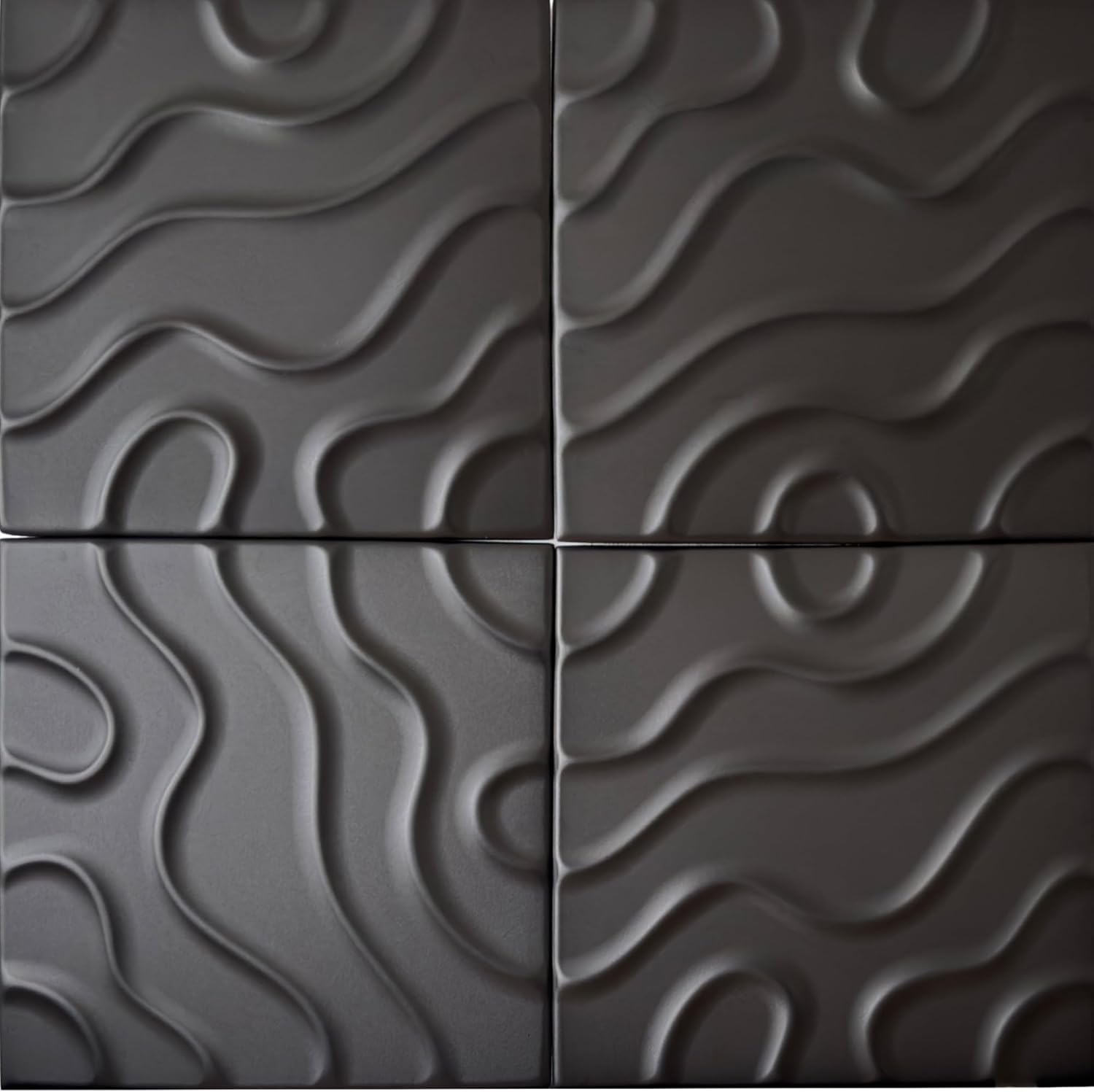 Wall!Supply - 3D Wall Panels – Flow Line Black Wall Covering - Lightweight Extruded Polystyrene Foam Wallpaper Alternative - Easy DIY Installation - 12-Pack
