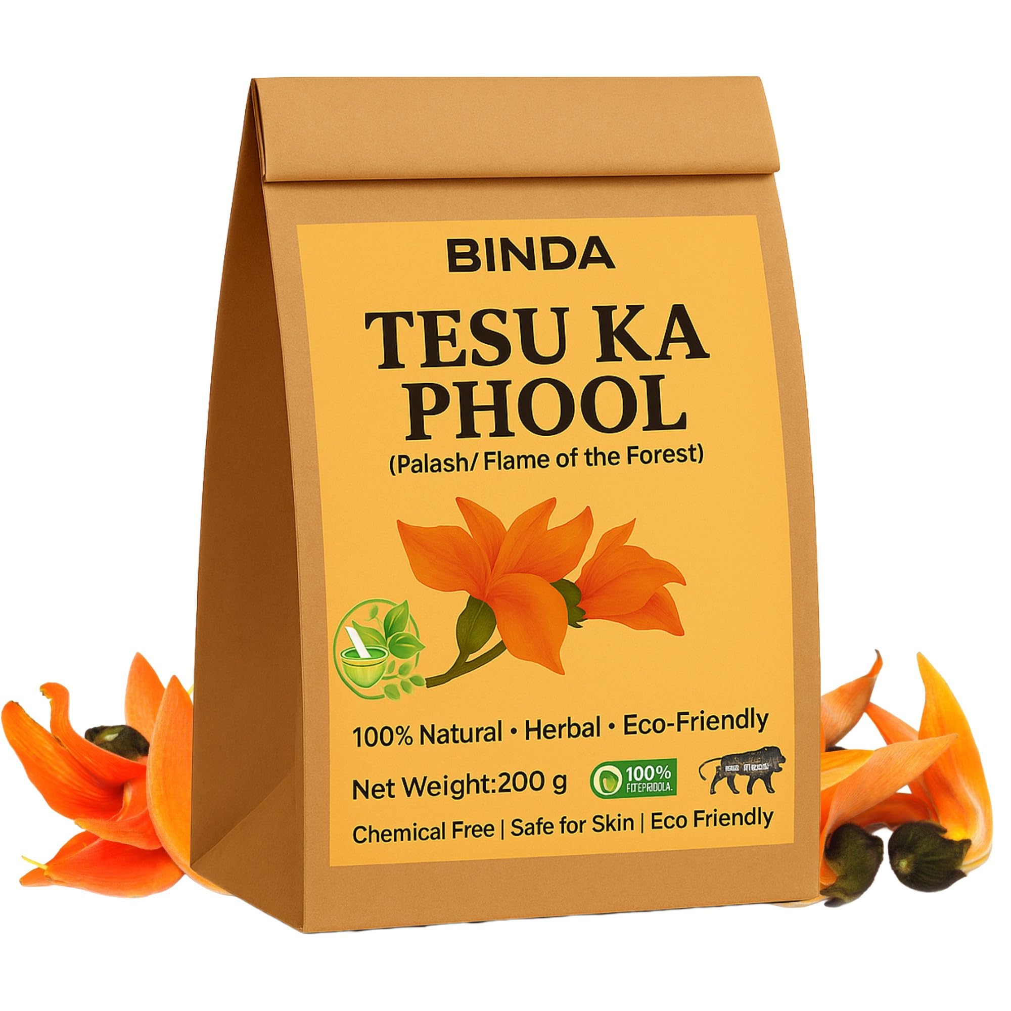 Binda 100% Natural Dried Tesu Phool (Palash Flower) | Sacred Puja Samagri & Havan Use | Ayurvedic Herbal Flower | Organic & Chemical-Free (200g)-image-31