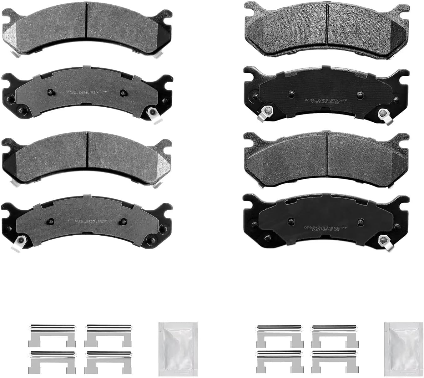 Replacement Front and Rear Ceramic Disc Brake Pad Kit w/Hardware for Che-vrolet Silverado 1500 HD/Silverado 2500 (HD), for GMC Sierra 1500 HD (Classic)/Sierra 2500 (HD), for Hum-mer H2 Replacement Front and Rear Ceramic Disc Brake Pad Kit w/Hardware for Che-vrolet Silverado 1500 HD/Silverado 2500 (HD), for GMC Sierra 1500 HD (Classic)/Sierra 2500 (HD), for Hum-mer H2