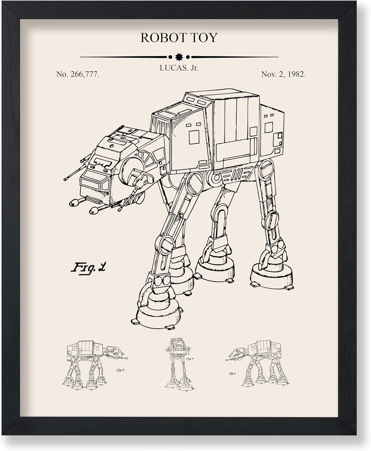 Poster Master Sci Fi Armored Transport Blueprint Poster - Walker Patent Print - Toy Art - Combat Vehicle Design Art - Technical Drawing Art - Office or Kid's Room Wall Decor - 8x10 UNFRAMED Wall Art