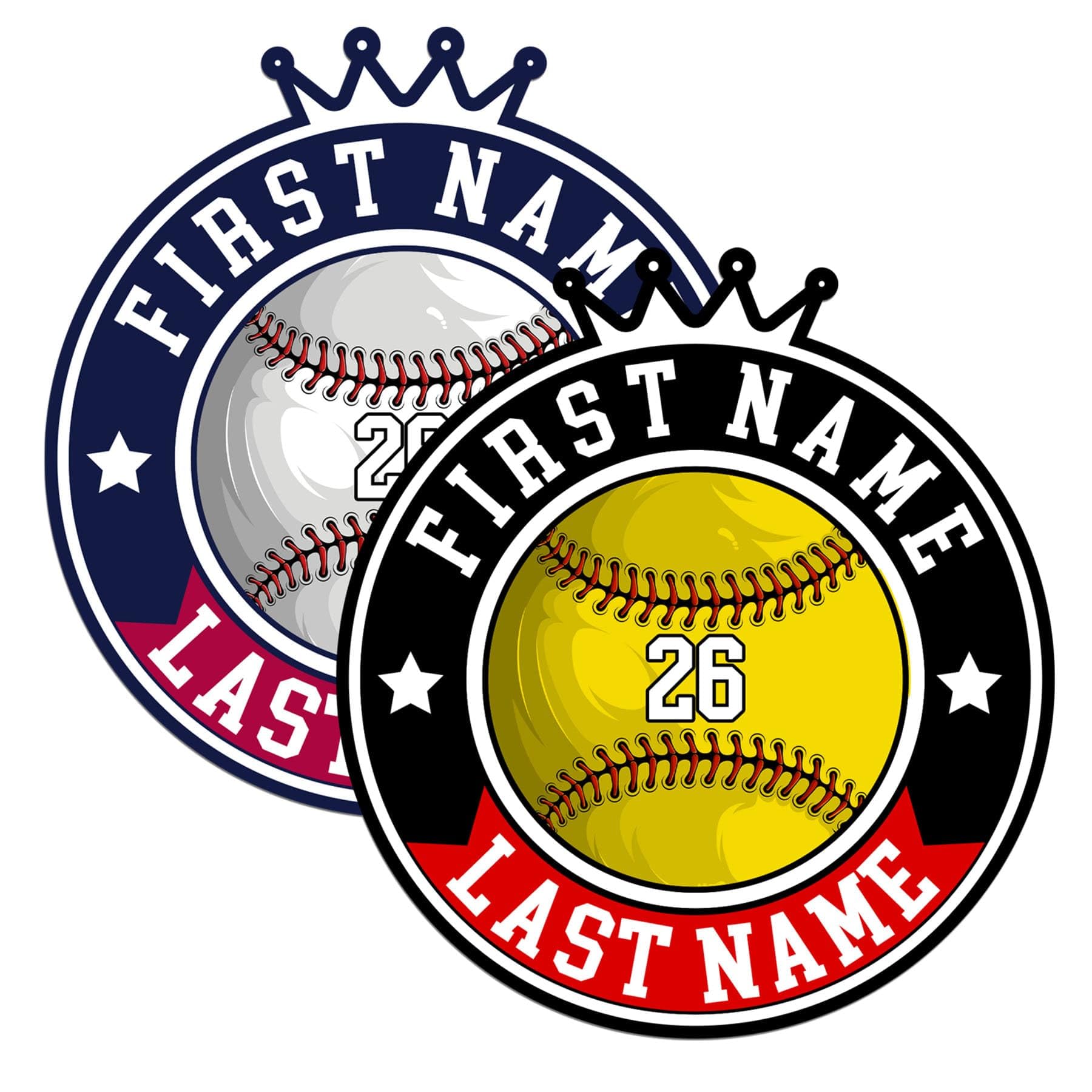 Custom Baseball Softball Bat Knob Sticker – Personalized Name & Number Decal, Waterproof Vinyl Sports Label for Bat, Helmet, Laptop, Water Bottle,