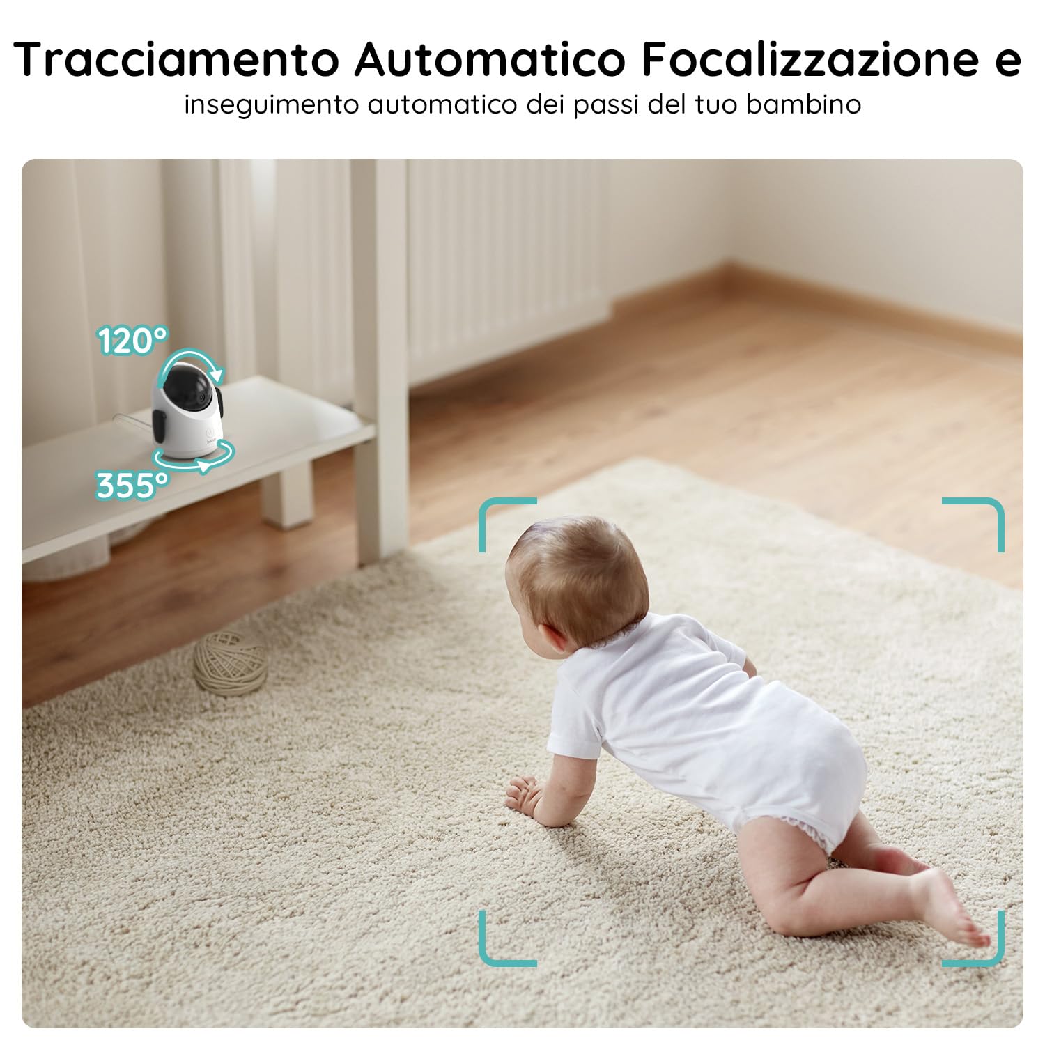 BOIFUN Baby Monitor Video, Display 2MP da 4,3 Pollici & 360° Telecamera Con Luce Notturna, APP Mobile & Monitor LCD, Tracciamento Automatico, Visione Notturna Infrarossi