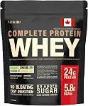 Complete Whey Protein Powder 24g Good Protein per Serving, 5.8g BCAAs, No Added Sugar, Easy Digestion, Gluten-Free, GMO Free, 714 G (21 Servings) – Made in Canada (740, Organic Choclate)