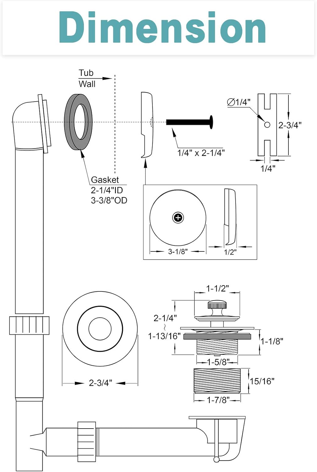 BESTILL Bathtub Drain and Overflow Faceplate, Matte Black - - 