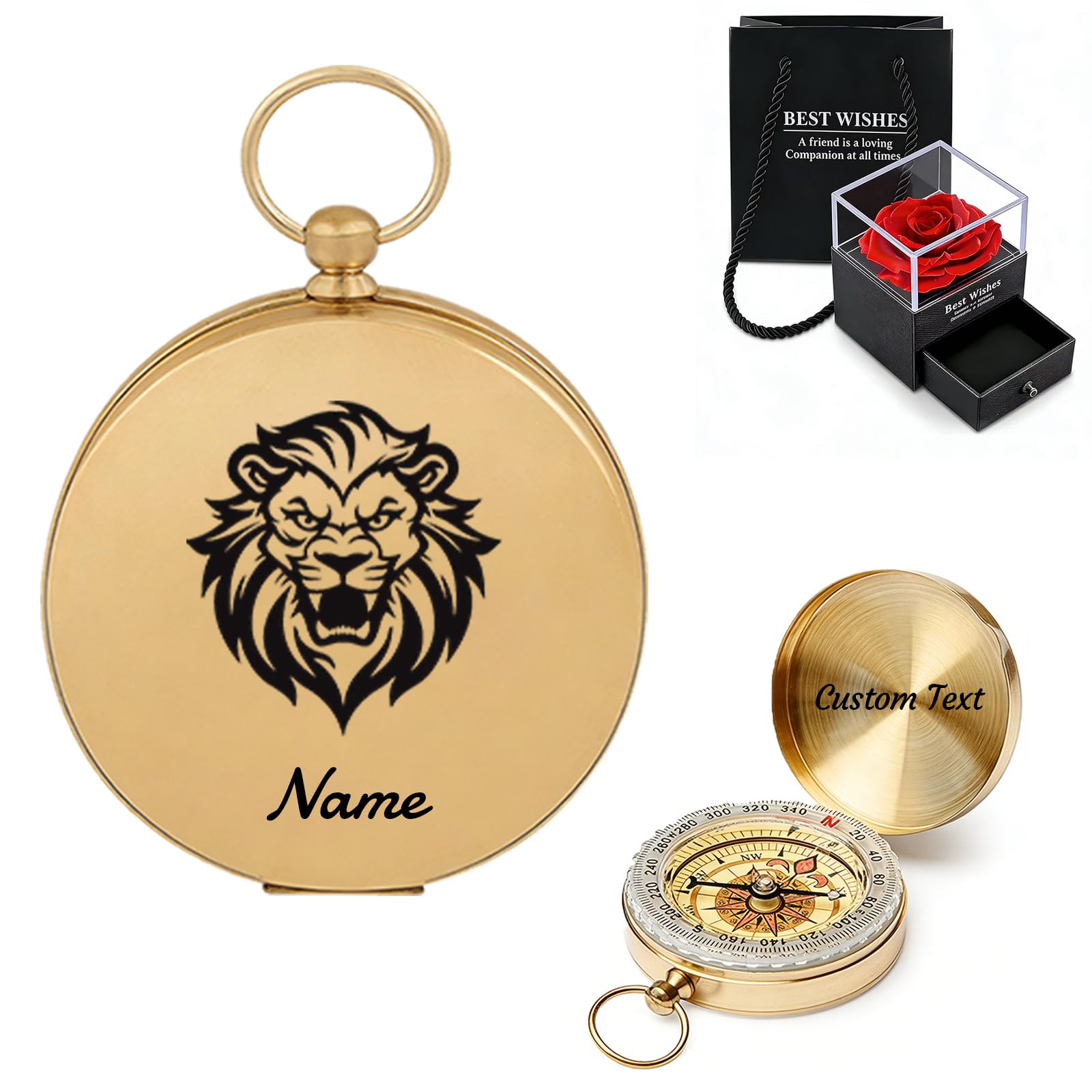 Personalised Engraved Fluorescent Pocket Compass Unique Gifts Men Hiking