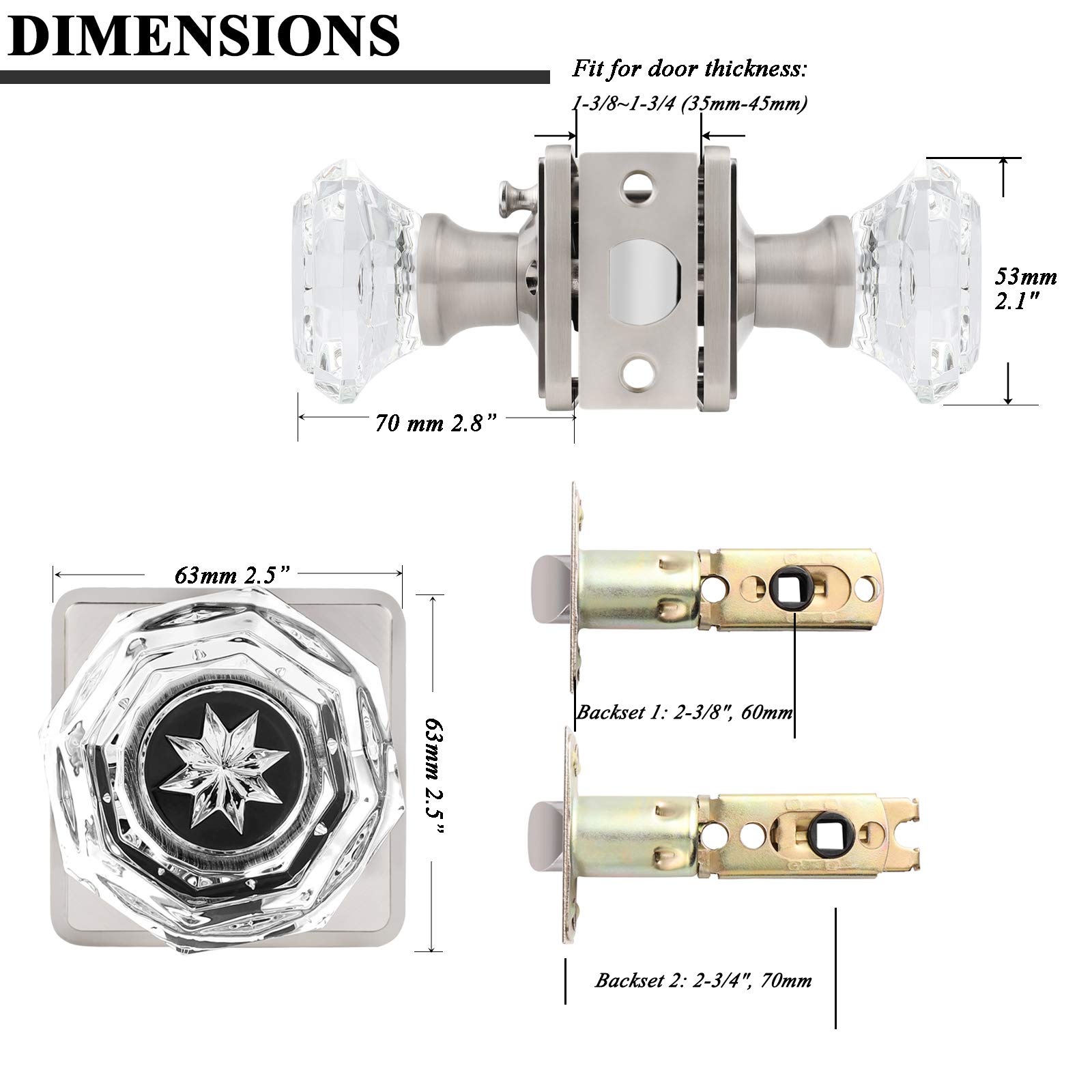 Orger – Lot De 5 Boutons De Porte En Verre Pour Lit/salle De Bain
