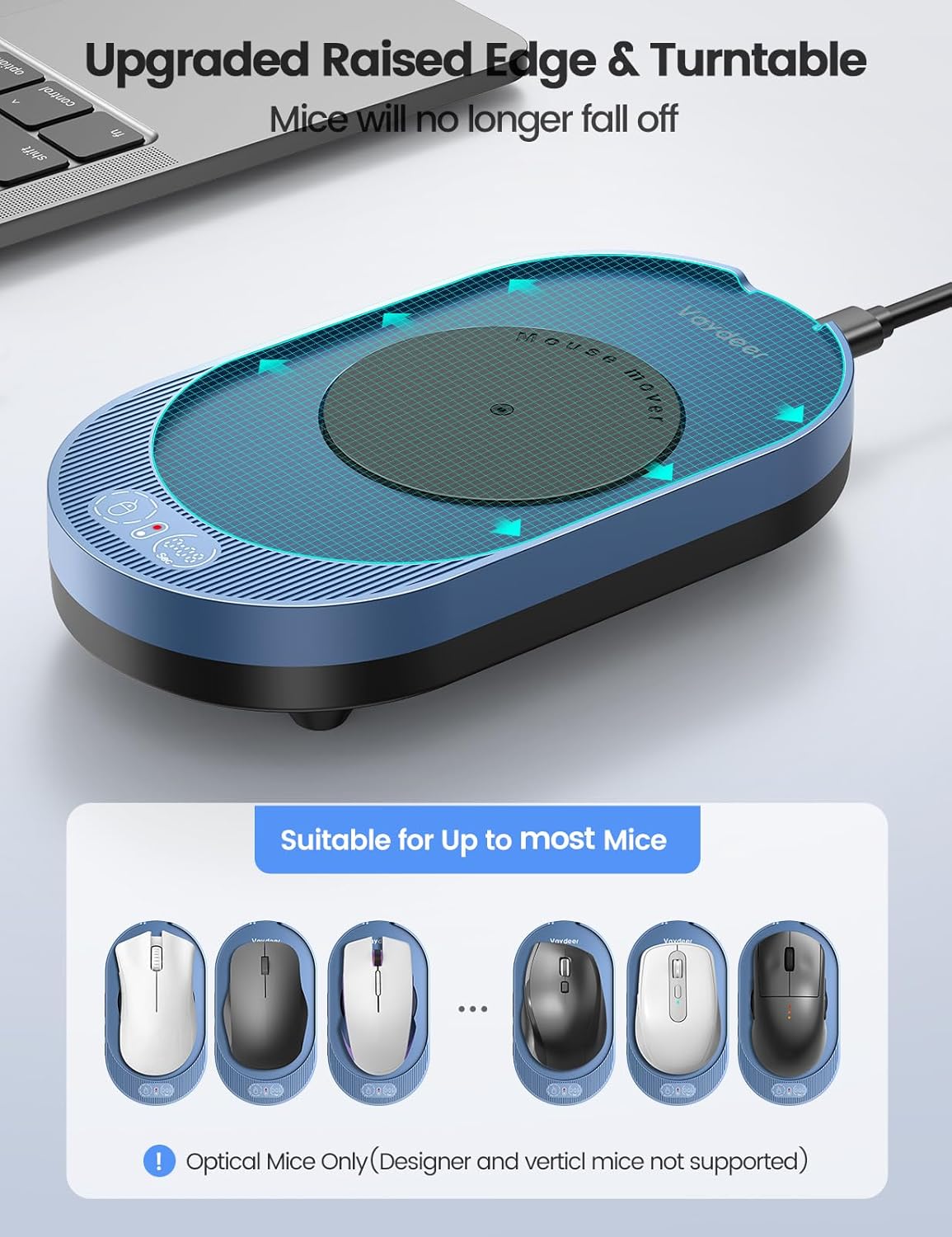 Vaydeer M4 Utra Mouse Mover with APP, Undetectable Mouse Jiggler Device with Remote Control and Timer Function, Driver-Free Shaker Wiggler Mouse Movement Simulation for Computer Awakening-Blue