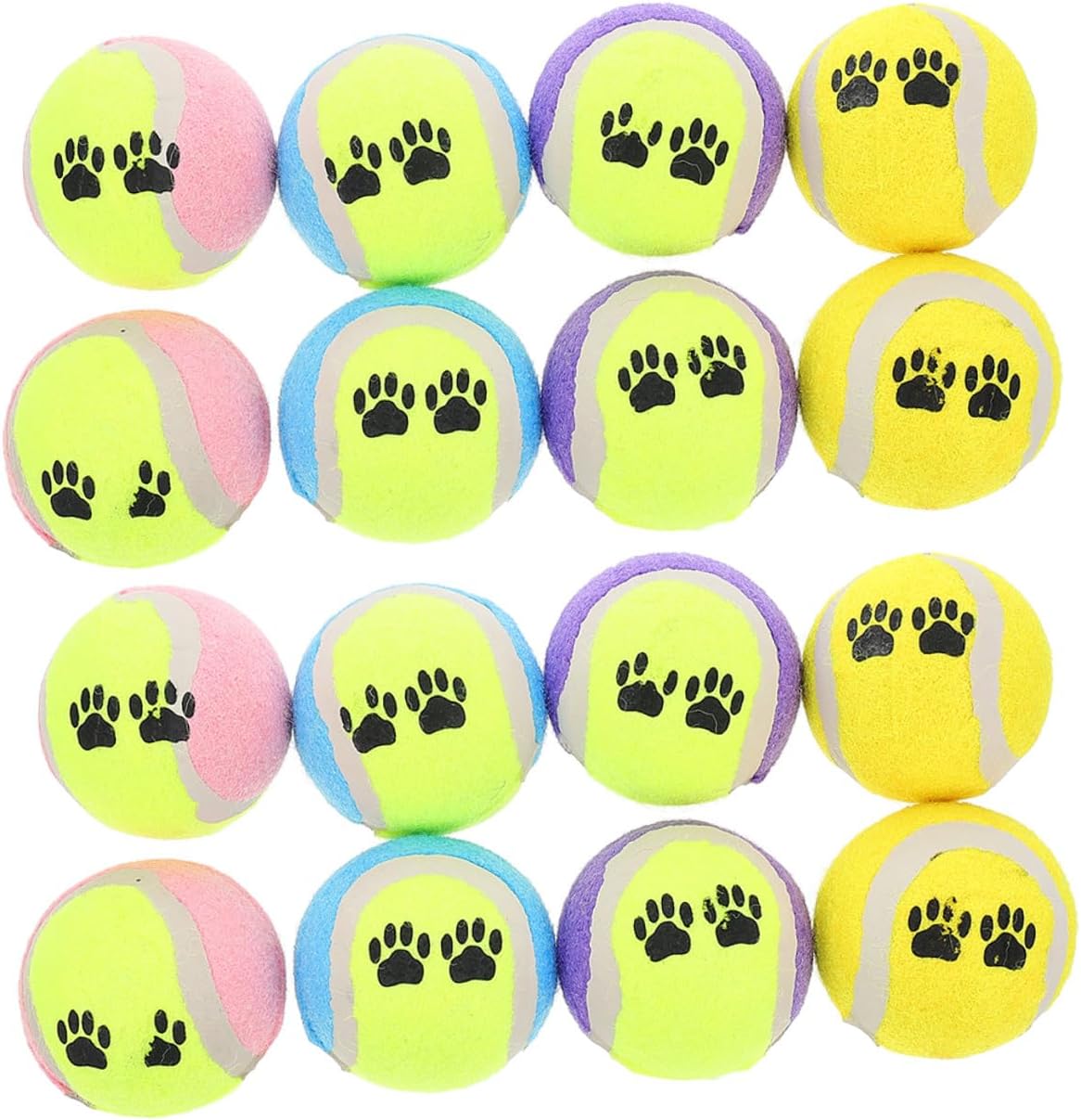 16pcs Dog Balls Plush Tennis Ball Chew 7cm Diameter Random Color Sturdy Puppy Fetch Training for Small Dogs Outdoor Play