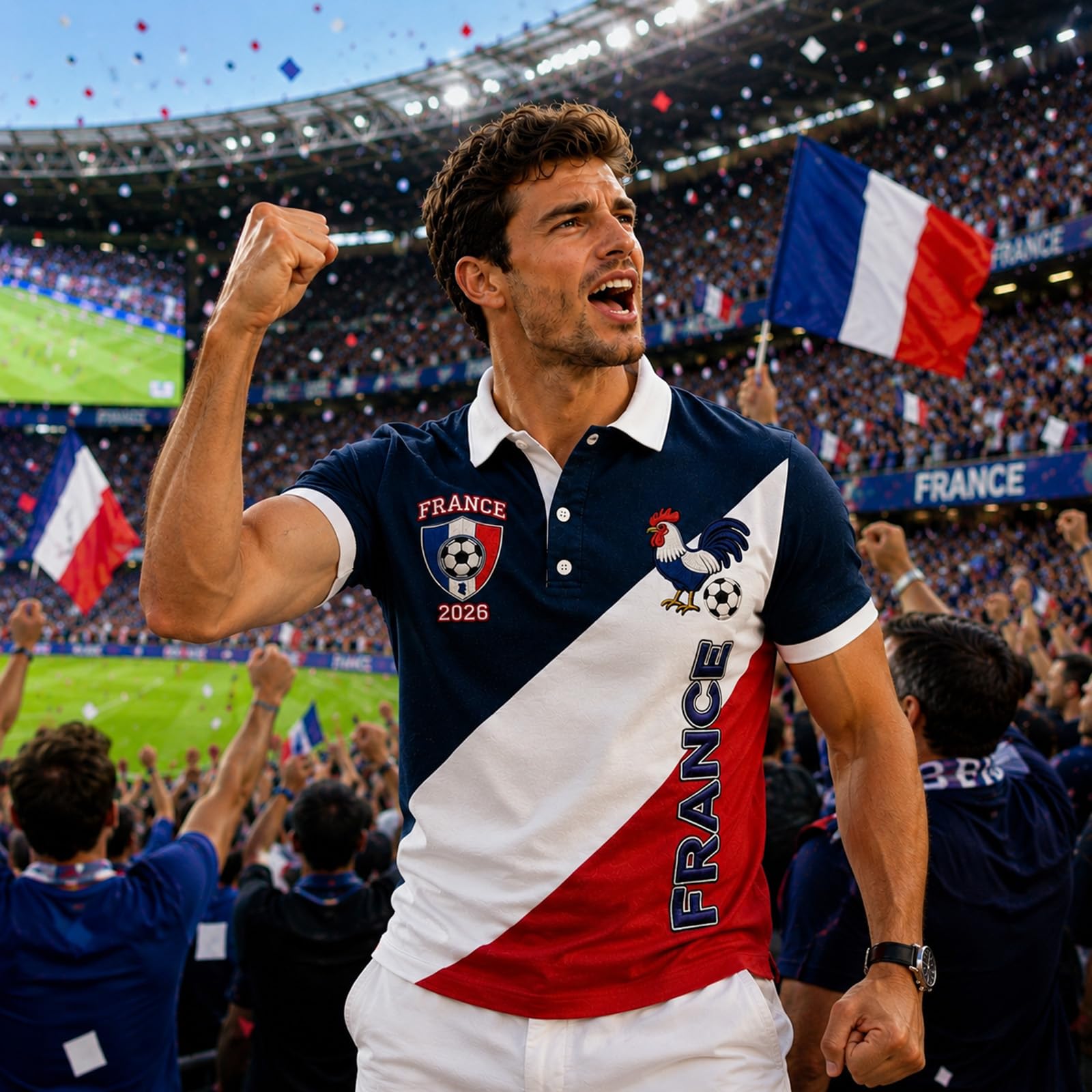 Coupe du Monde 2026 Maillot de Supporter de Football Équipe de France Haut Classique