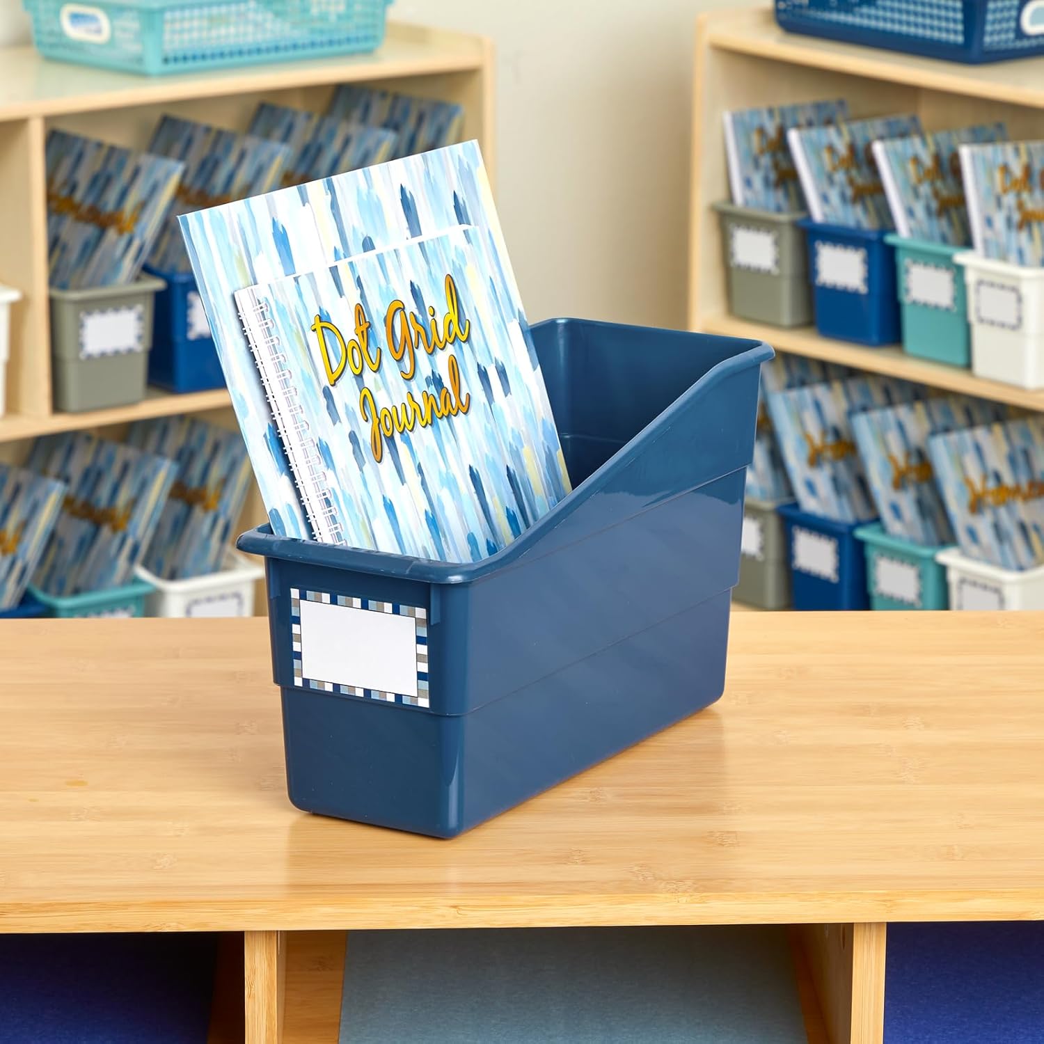 Really Good Stuff Durable Book and Binder Holder - 6pack, Navy Color, 5 ?" x 12 ?" x 7 ?", Classroom Organization, Storage Solution, Sturdy and Versatile