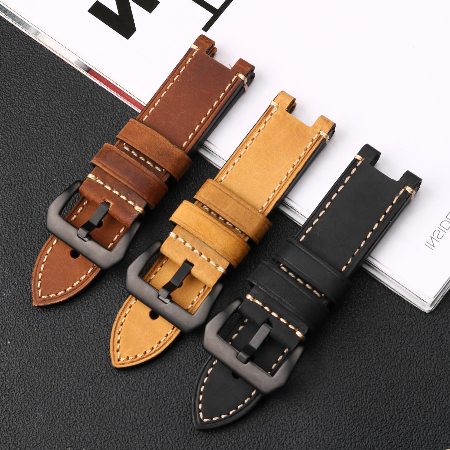 Compatible with Casio G-STEEL Series Watches (Models: GST-B100, S130, S110, S120, W130L) - Genuine Leather Replacement Band Strap