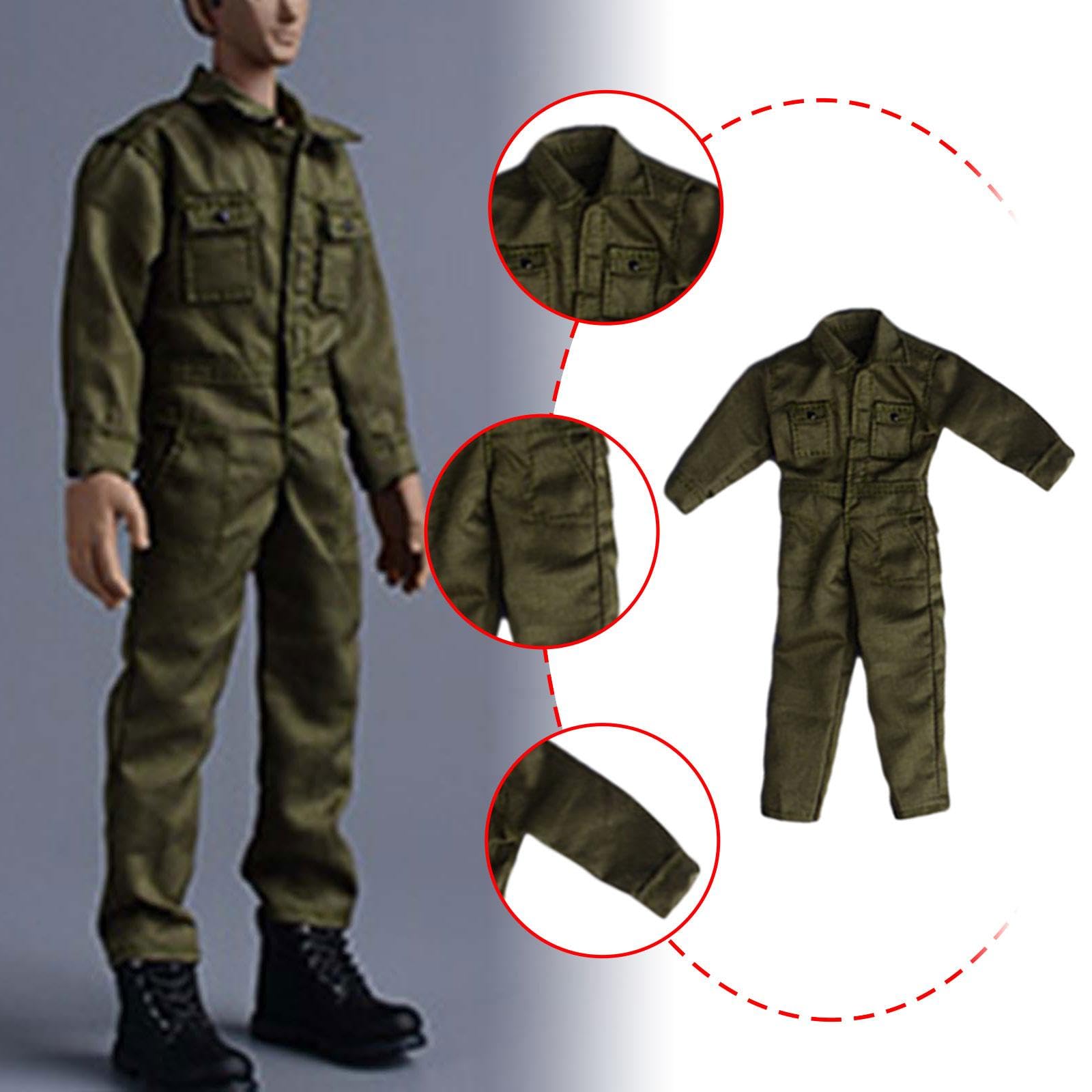 Qianly Miniaturfigur Anzug Männeroverall Puppenuniform Actionfigur Kleidung Modellkombi Aus Stoff für Ausstellung Rollenspiel Figurenliebhaber, GrÜn