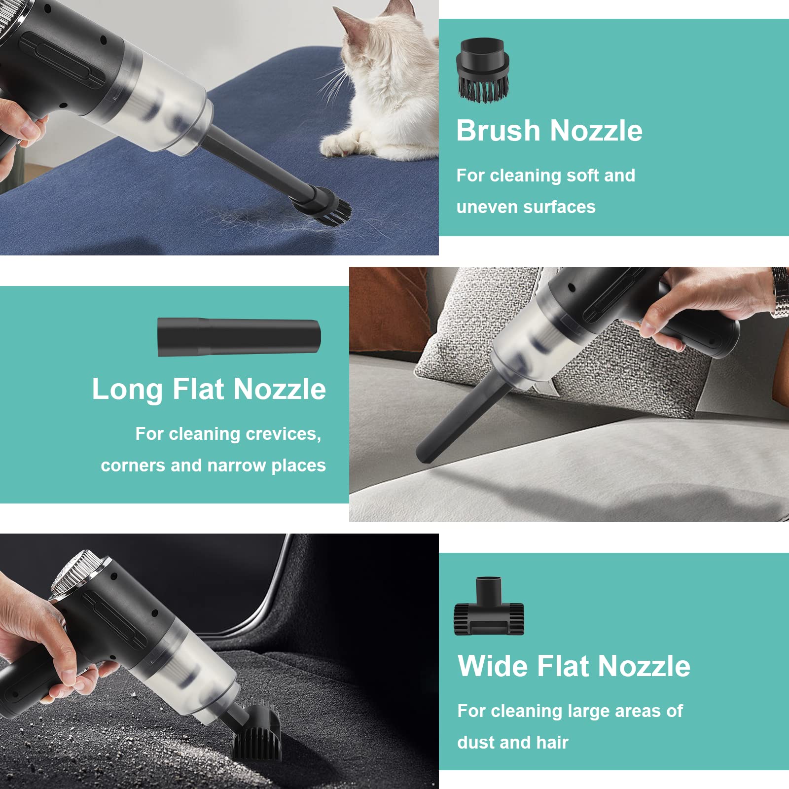 Amazon | ハンドヘルド掃除機 コードレス 9000PA 120W パワフルな車用