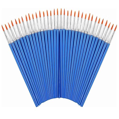 60 Pcs Paint Brushes,Round Flat Small Brush Bulk for Detail Painting (60 Round) - 60 Round