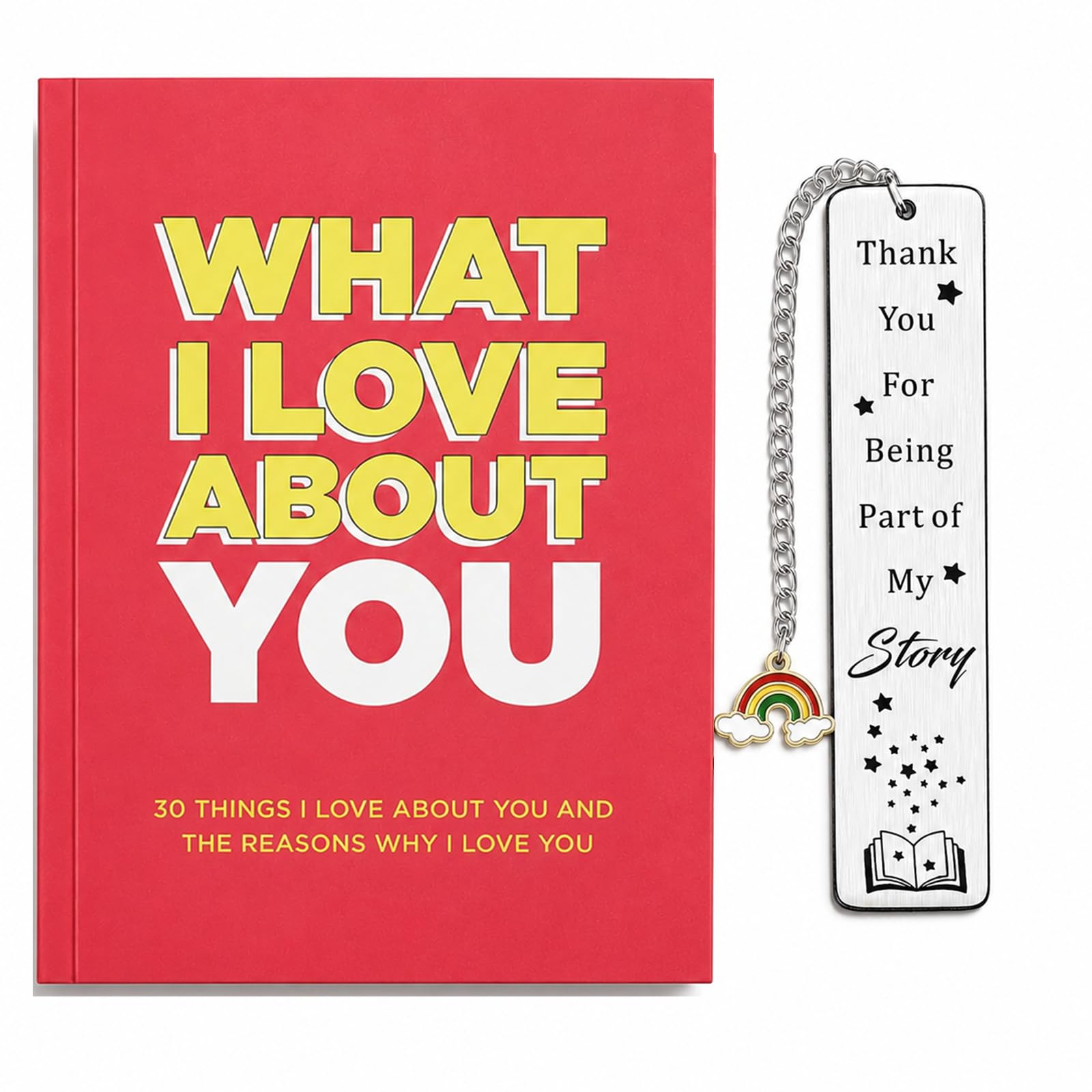 elook What I Love about You Book, Romantic with 1 Bookmark for Valentine's Day, Anniversary, Portable Things I Love about You Book for Boyfriend, Girlfriend, Father, Mother, Friend
