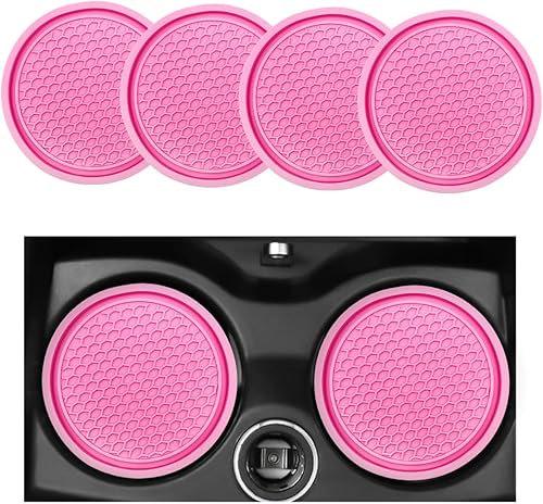 4 posavasos para automóvil, diseño de panal de abeja, impermeable, incrustado en adornos, de cloruro de polivinilo de 2.75 pulgadas, portavasos