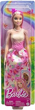 Barbie Royal Doll with Pink & Blonde Fantasy Hair, Colorful Accessories, Pink Ombre Bodice & Butterfly-Print Skirt