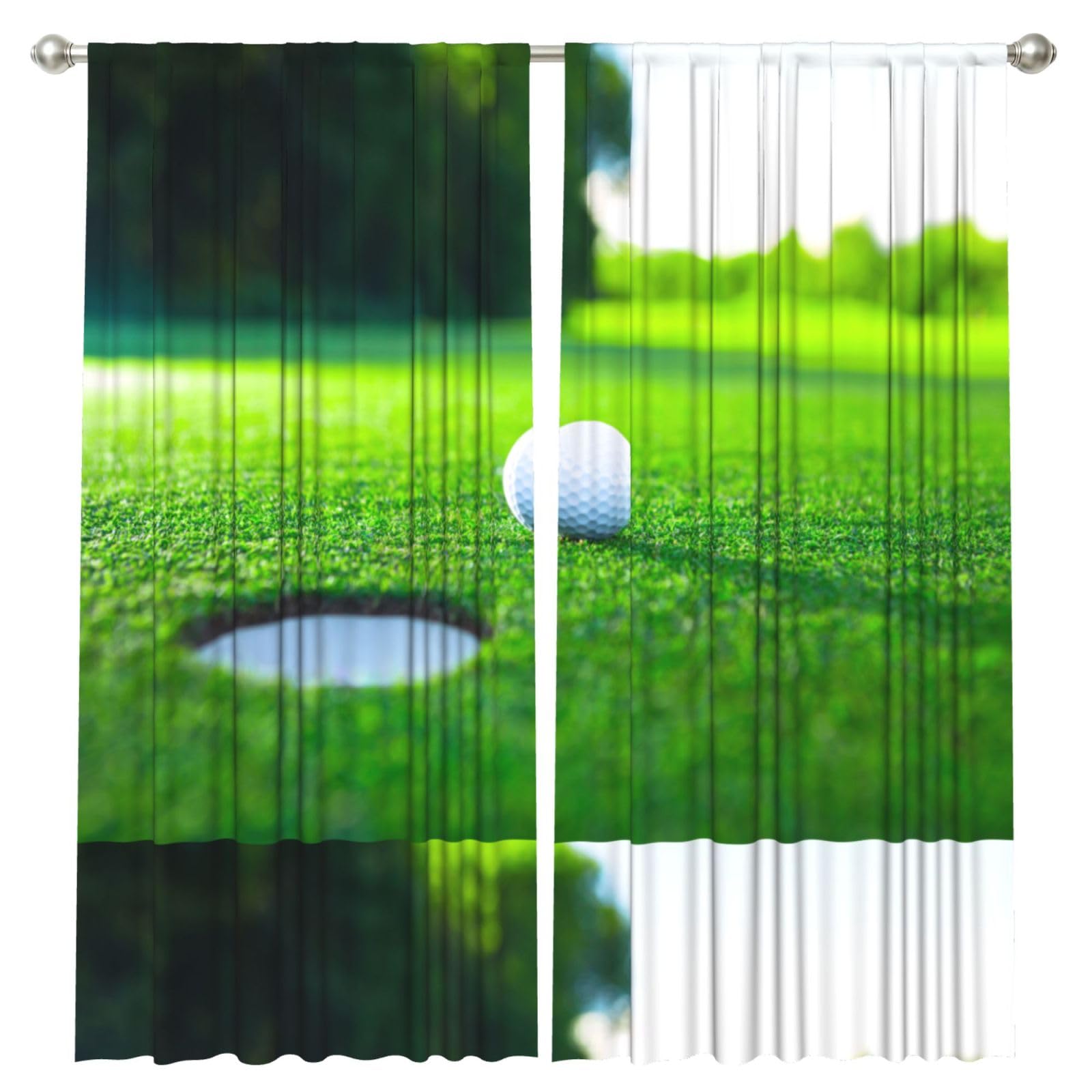 InOmak Golf Course, 2 Panels Window Curtains 52 x 84 Inch Blackout Curtains for Living Room Bedroom