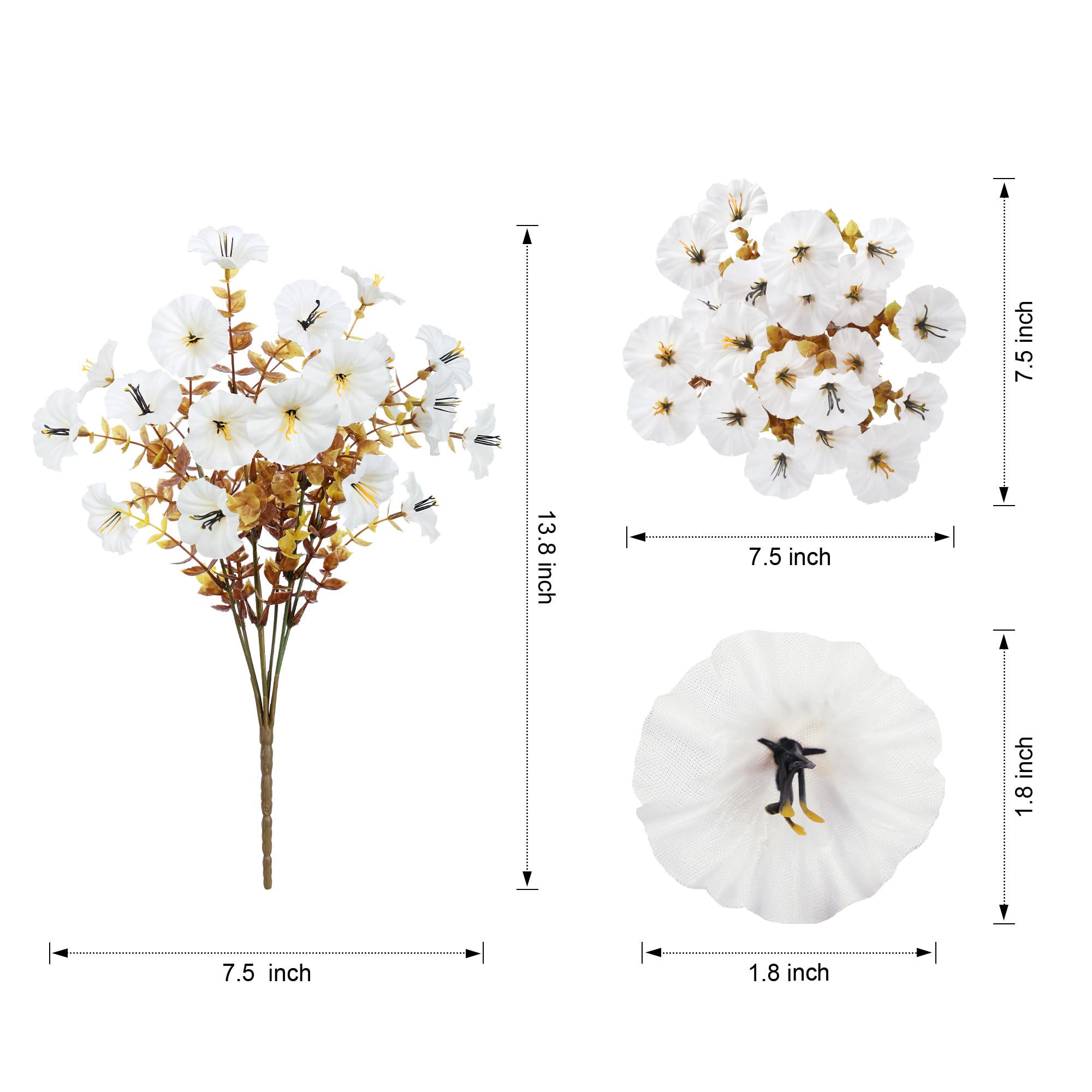 Fiori artificiali autunnali per esterni, decorazione autunnale, 12 fasci di seta bianca con effetto eucalipto, veri fiori finti resistenti ai raggi UV, per fioriere esterne, porta d'ingresso, cortile