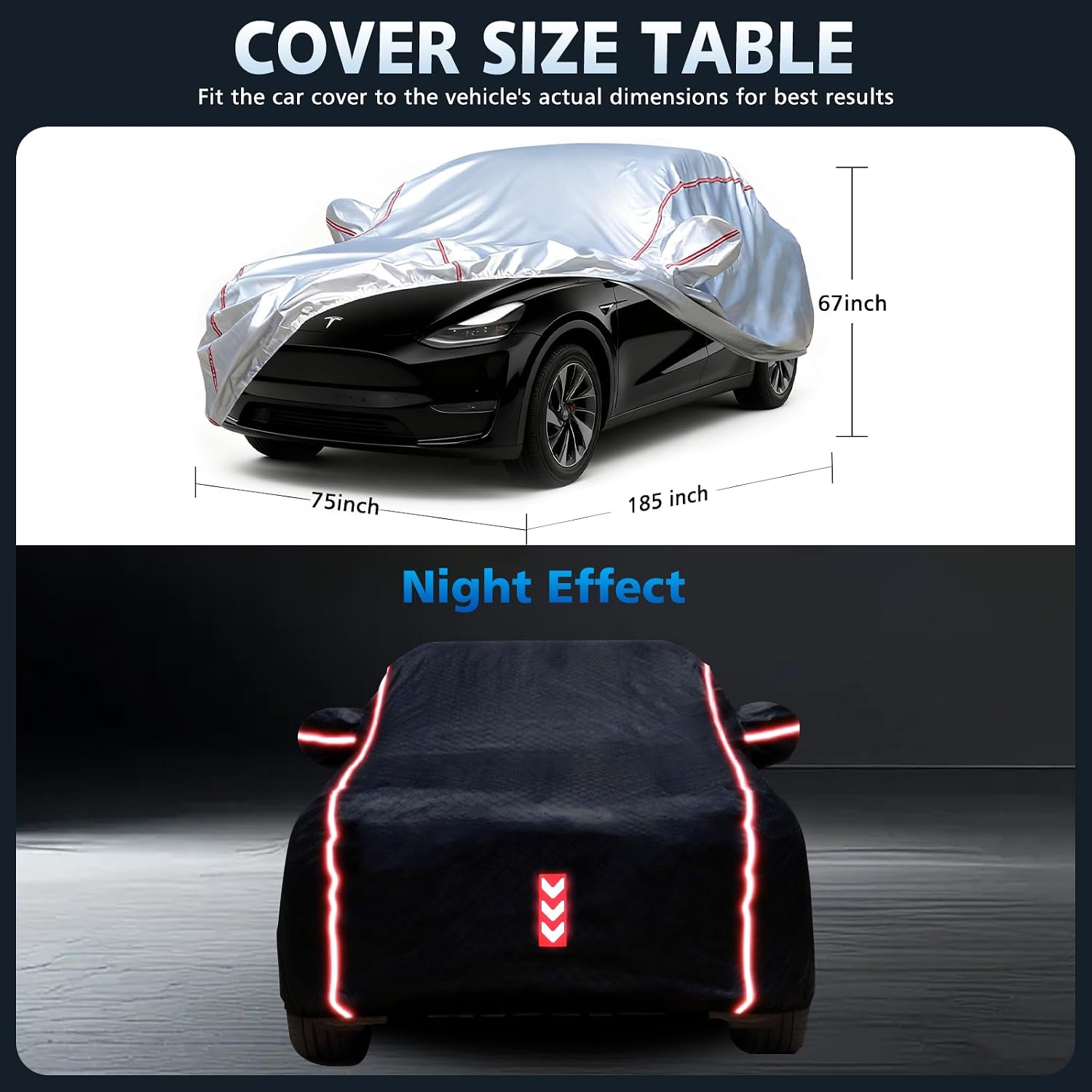 Waterproof All Weather Heavy Duty Vehicle Cover, 360° Underbody Wrap Windproof Design, Quick Install Outdoor Cover,（for Tesla Model Y 2020-2025）