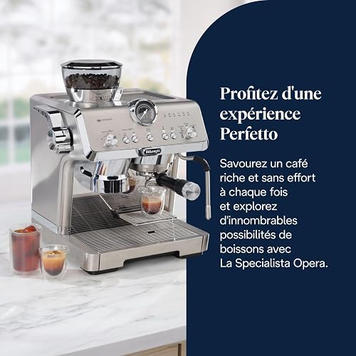 De'Longhi La Specialista Opera EC9555.M, Macchina Caffè Espresso con Macinacaffè Integrato, Funzione Cold Brew, Inclusa Lancia per Schiumatura del Latte, Include Accessori Welcome Set, 1550W, Metallo - 2