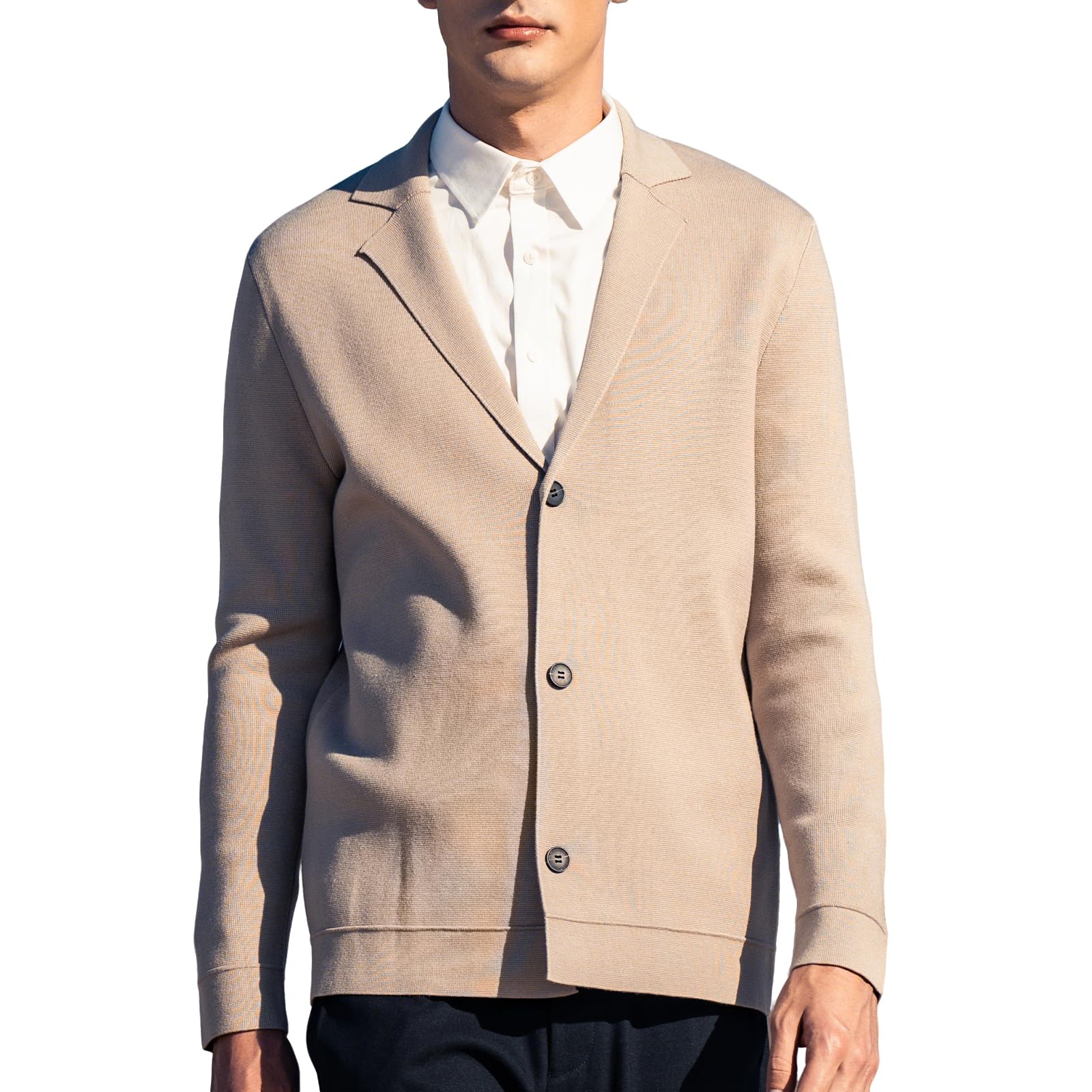 Men's Cardigan Sweater Button Front V-Neck Long Sleeve Knit Sweaters