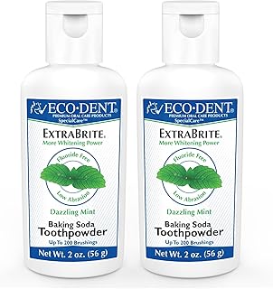 Eco-Dent ExtraBrite Baking Soda Toothpowder, Mint - Fluoride-Free Toothpaste Powder, SLS-Free Tooth Powder with Oxidizing Calcium Peroxide, Whitening Toothpaste Alternative, 2 Oz Ea (Pack of 2)