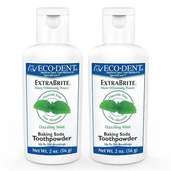Eco-Dent ExtraBrite Baking Soda Toothpowder, Mint - Fluoride-Free Toothpaste Powder, SLS-Free Tooth Powder with Oxidizing Calcium Peroxide, Whitening Toothpaste Alternative, 2 Oz Ea (Pack of 2) 1