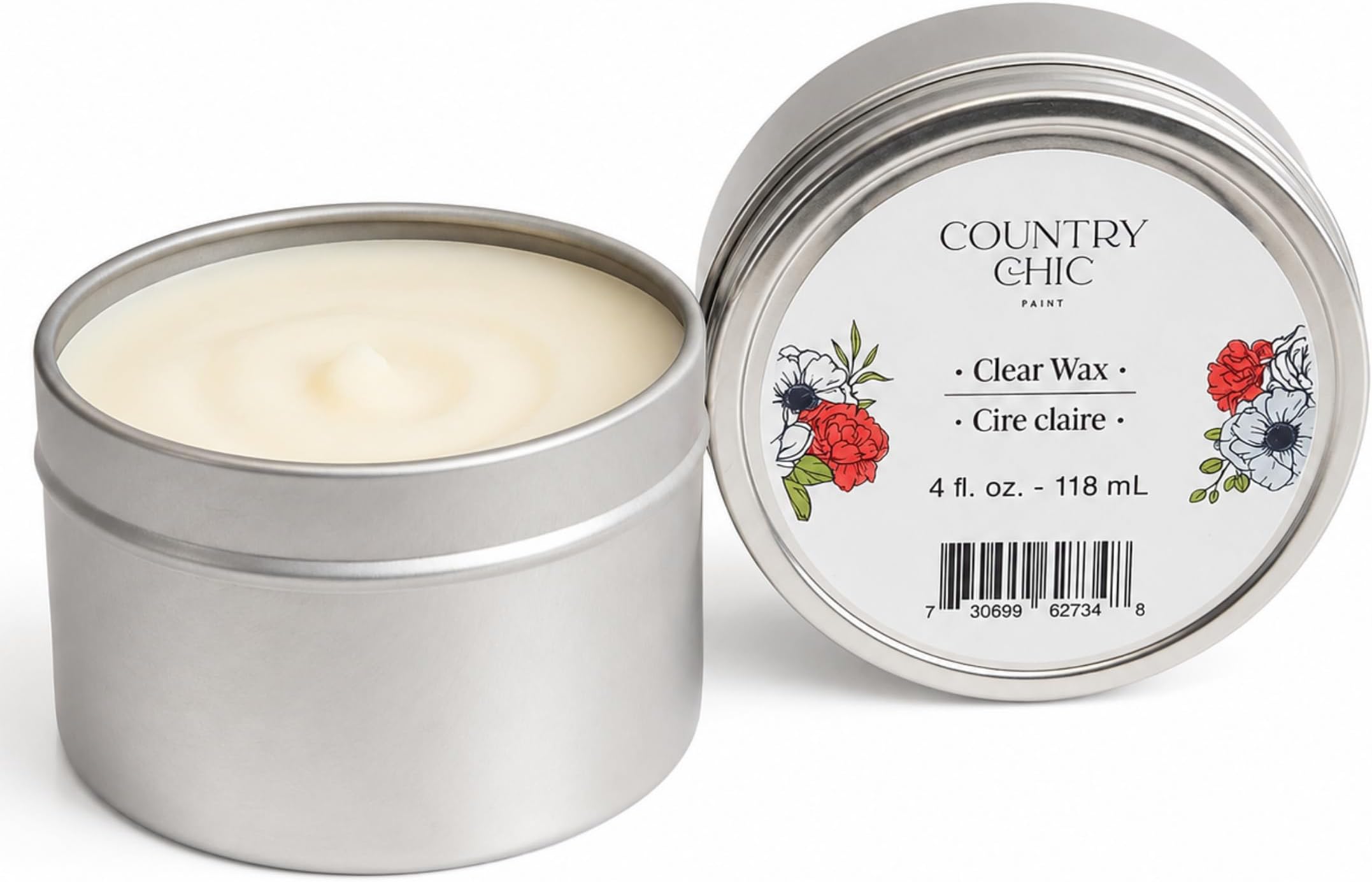 Furniture Wax - 100% Natural Sealant for Chalk Furniture Paint or Raw Wood, Light Protection, Easy To Apply, No Odor, Eco-Friendly - 7 Color Choices - Clear (4 oz)