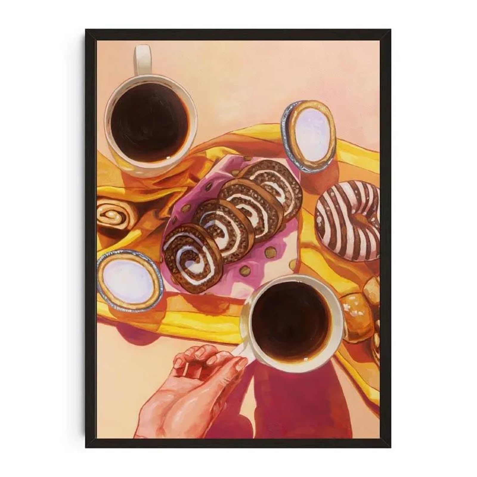 Xenite P Wall Art Canvas Rints Watercolor Dessert Donut Cupcake Donuts Cake Oster Food Rints Cheesecake Canvas Ainting Wall Icture Kitchen Room Decor(,30X40cm)