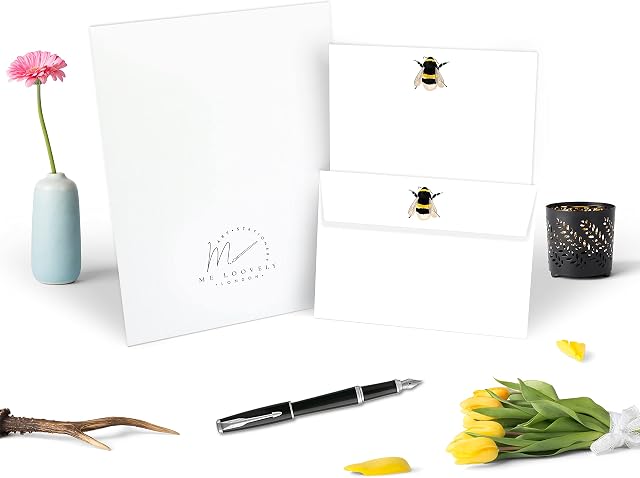 Me Loovely Bumble Bee Letter Writing Paper and Envelopes A5 Size Letters Papers Stationery Supplies for School Home & Office (Pack of 10 Letters and Envelopes with Gift Envelope)