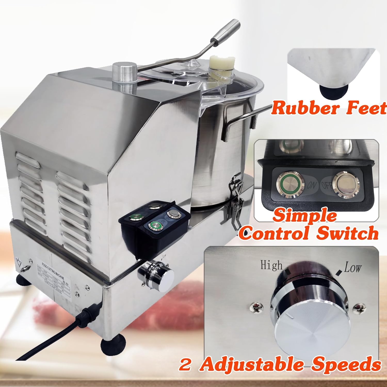 INTSUPERMAI 110V 12L Commercial Food Processor Stainless Steel Food Cutter Mixer Vegetable Blender Multi-Function Meat Mixing Grindering Chopping Machine for Meat Vegetable Fruits Peanut Grains Ice