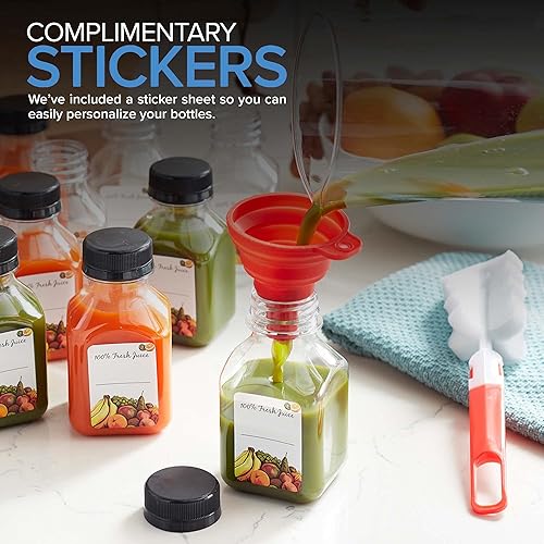 Miniatura 5 de Botellas de jugo con tapas para jugos y batidos botellas de plástico vacías transparentes reutilizables con tapas recipientes de 8 onzas para mini