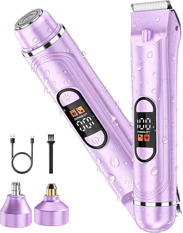 Aparador elétrico feminino NURSETEK 4 em 1 com luz LED e visor, IPX6, recarregável via USB, roxo
