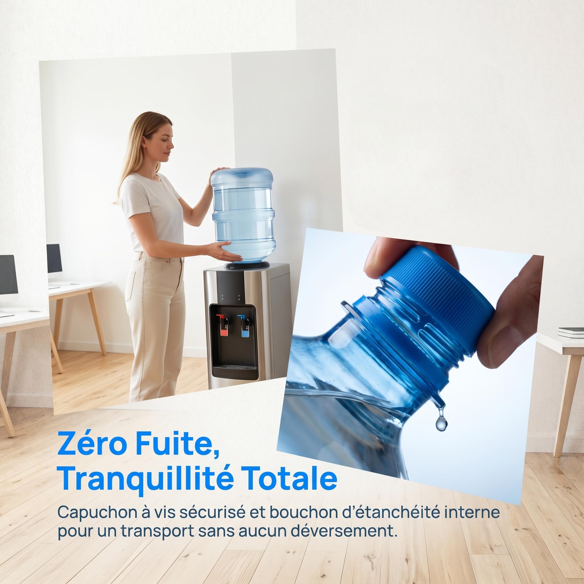 predolo Bouteille d'eau avec Bouchon à Vis, Bonbonne pour Fontaine à Eau Qualité Alimentaire Bonbonne d'eau Réutilisable, pour Camping, Sport, Randonnée en Plein Air, 18L, Épais+Petit+sans Poignée