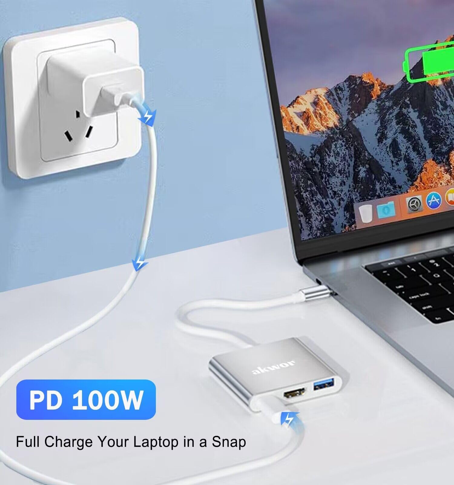 SAMTECH USB-C naar HDMI 3 in 1 adapter - Hub - Ultra 4K - USB 3.0 - USB