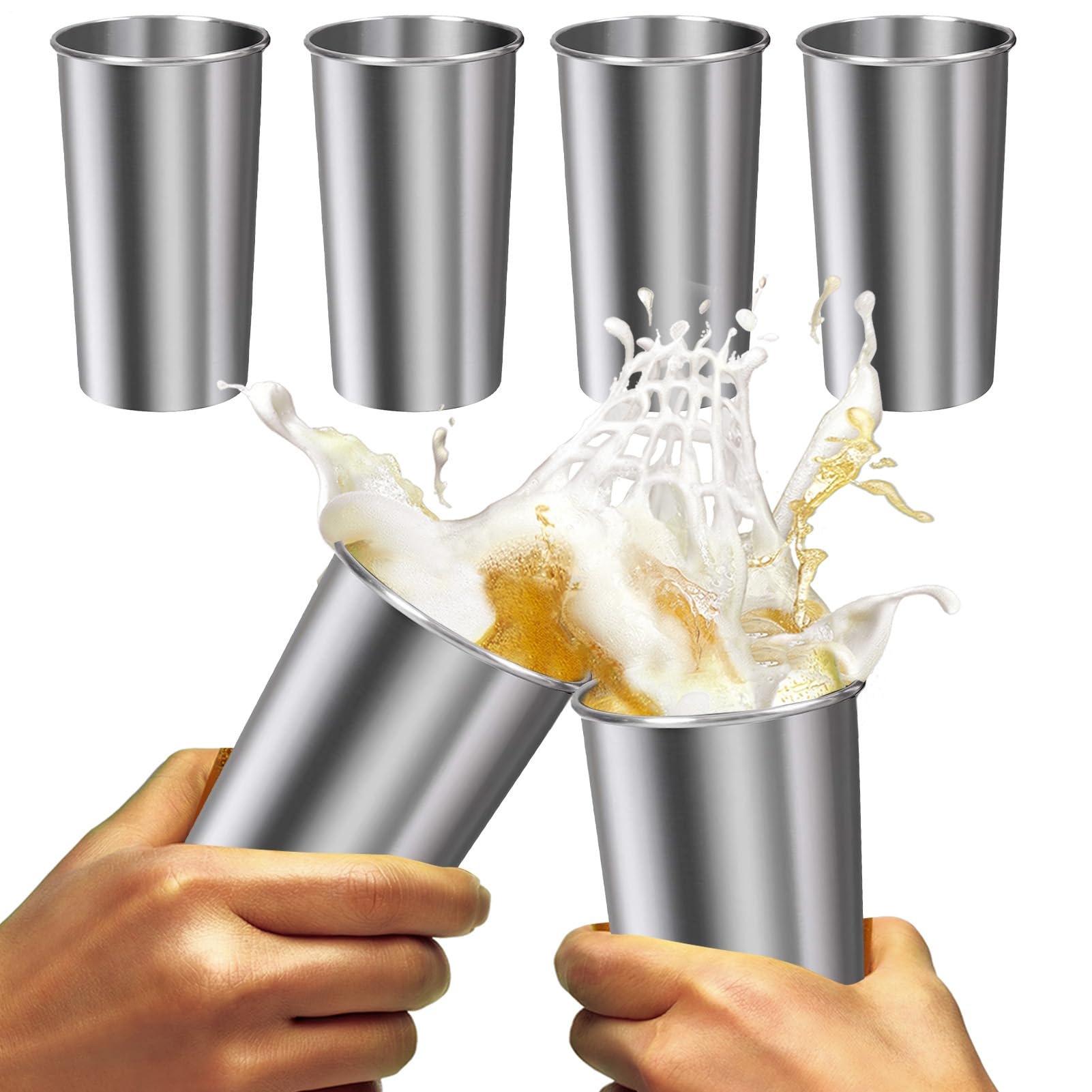 6 vasos de agua de acero inoxidable, 600 ml, apilables, irrompibles, para niños y adultos, al aire libre, escuela, picnic, cocina, camping, viajes, , bar