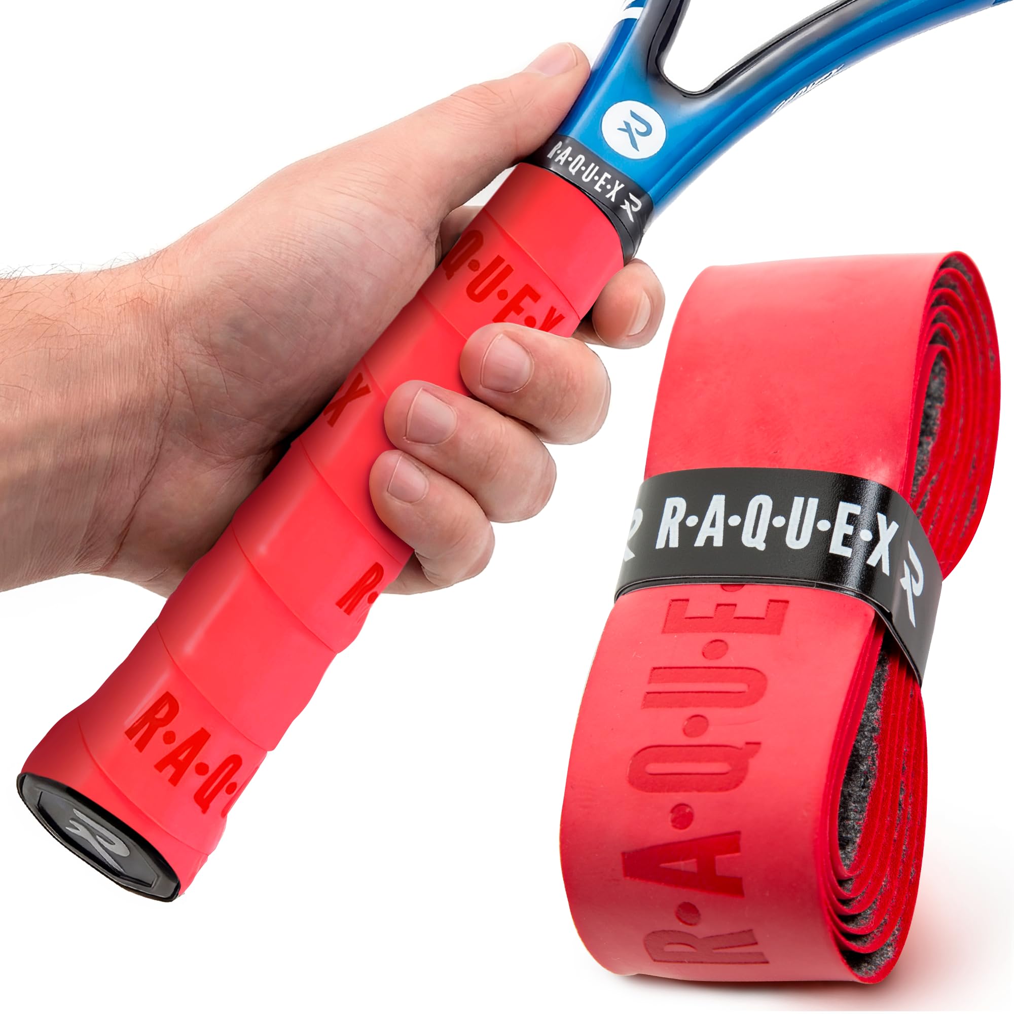 Raquex Enhance Replacement Racket Grip: Tennis Grip, Badminton, Squash Grip Tape, Padel, Pickleball. 14 Colours. Premium, Self-Adhesive Tennis Racquet Grip with Finishing Tape