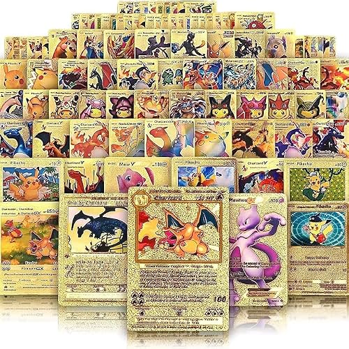 Psittazze 55 PCS Gold Cards Packs Collectible Card Games，GX, EX, FA, Tag Team or Secret Rare Gold Foil Card for Fans Gifts.