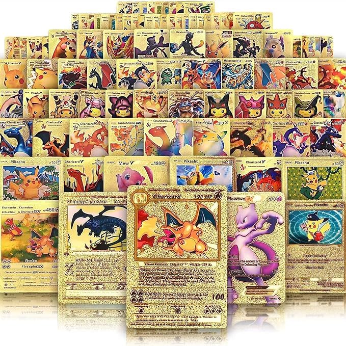 Psittazze 55 PCS Gold Cards Packs Collectible Card GamesGX EX FA Tag Team or Secret Rare Gold Foil Card for Fans Gifts.
