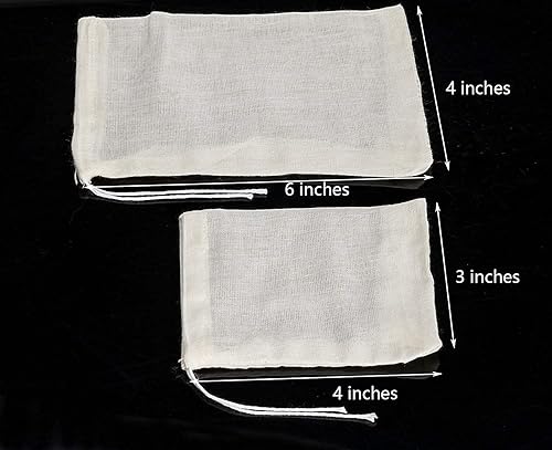 Miniatura 4 de 20 bolsas de muselina con cordón, algodón natural sin blanquear para colar hierbas, estopa, té de café, caldo de salsa de sopa, caldo de hueso,