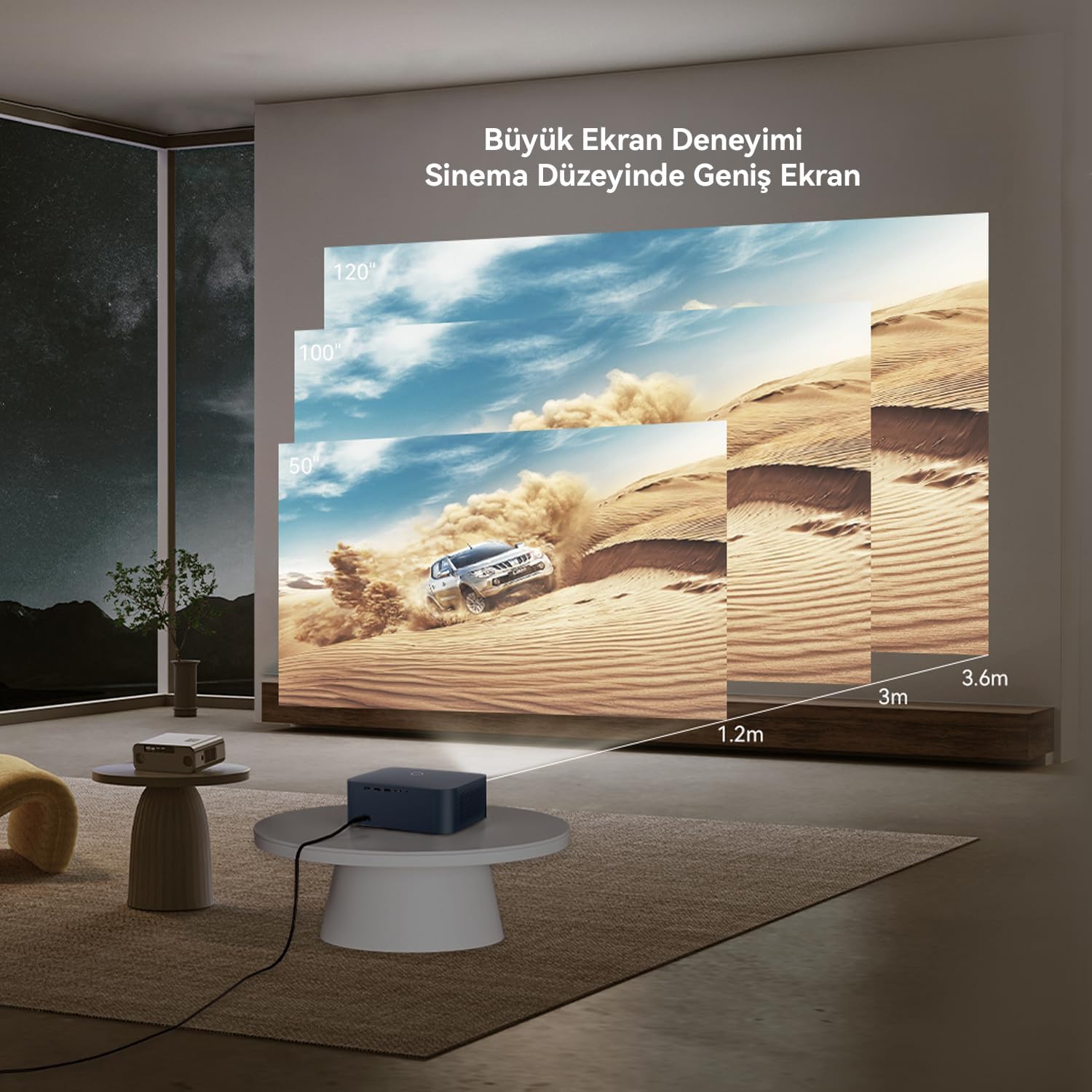 പ്രൊജക്ഷൻ ദൂരവും സ്ക്രീൻ വലുപ്പ ഗൈഡും