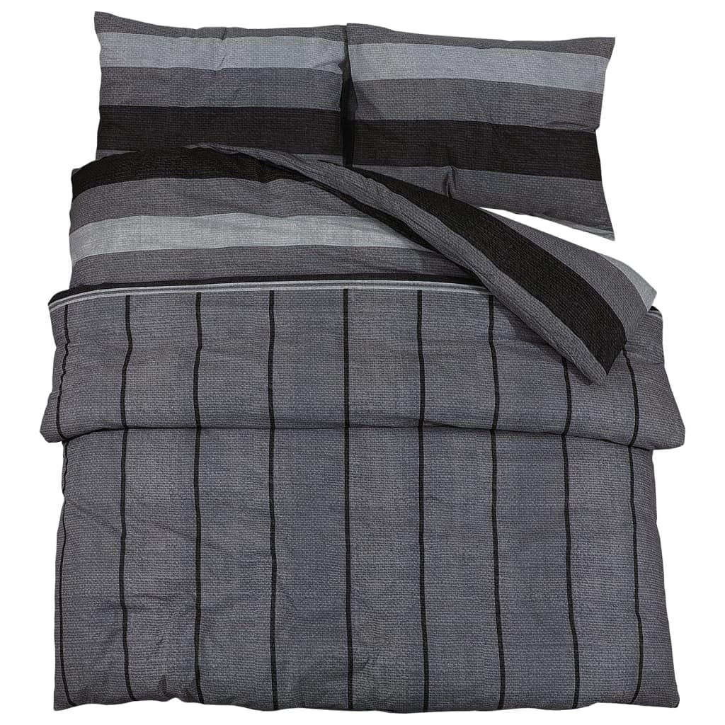vidaXL Duvet Cover Set, Duvet Bedding Set for Bedroom, Slipcover with Button Closures, Decorative Pillowcase Bedspreads, Dark Grey 155x220 cm Cotton