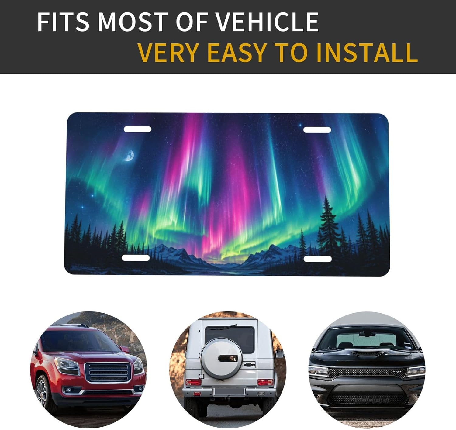 Aurora Borealis License Plate - 6x12 Inch Aluminum Novelty Decorative Vanity Metal Front Car Plate for Women Men image 4