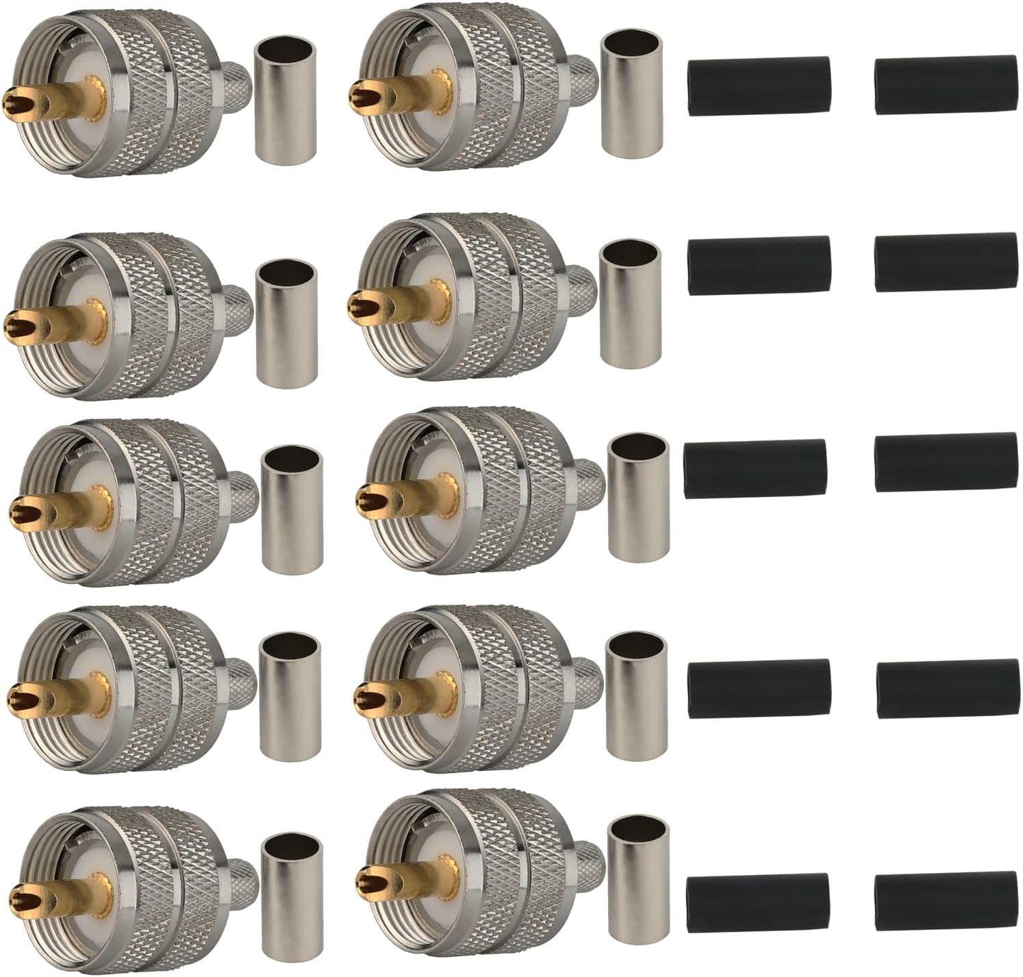 UHF PL259 PL-259 Connector Male Crimp for LMR240 or Similar Type Cable (UHF Male lmr240 Pack 10)