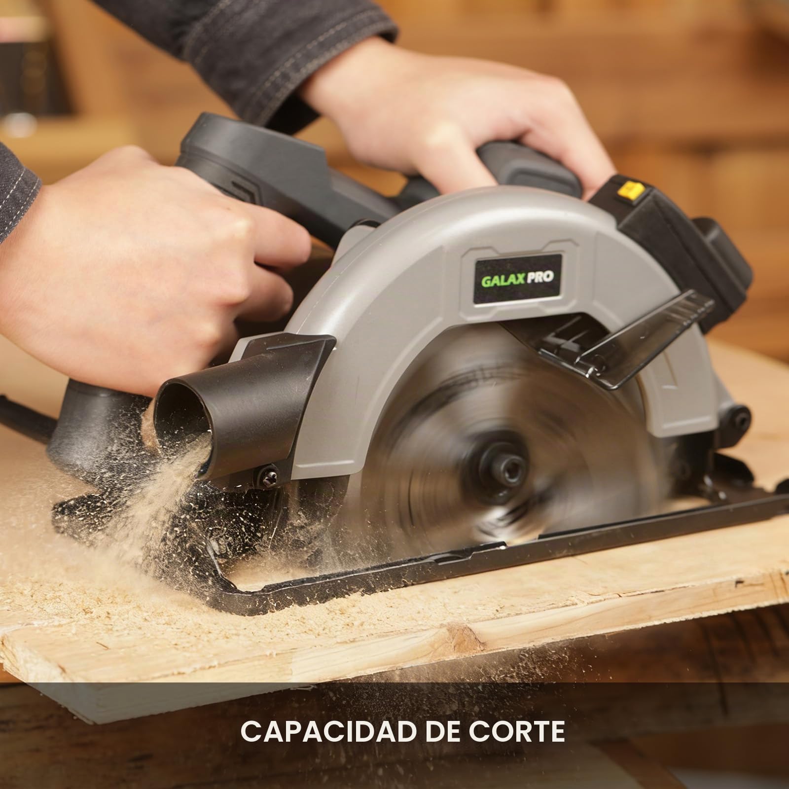 GALAX PRO 1400W Sierra Circular,6000RPM sierra circular manual con guía láser,Corte Máximo:62mm(90°) y 48mm(45°),2 Hojas de Sierra 185mm(24T&40T) para Corte de Madera/Plástico